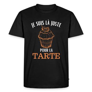 Je suis là juste pour la tarte - T-shirt Premium bio Homme - noir - Devant - Nico (187cm)