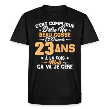 Cadeau d'anniversaire Beau gosse et d'avoir 23 ans - T-shirt Premium bio Homme - noir - Devant - Nico (187cm)