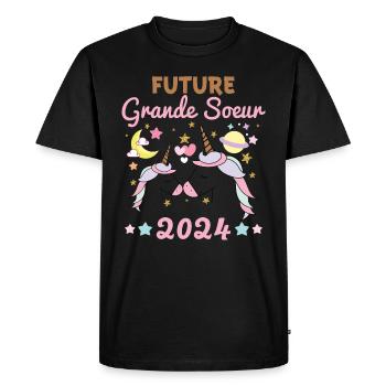 Future Grande Soeur 2024 Je Vais Être Grande Soeur - T-shirt Premium bio Homme - noir - Devant - Nico (187cm)