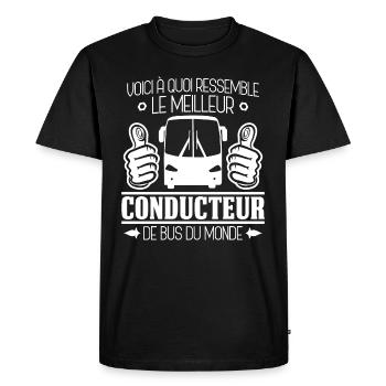 Meilleur Conducteur de Bus du monde Chauffeur - T-shirt Premium bio Homme - noir - Devant - Nico (187cm)