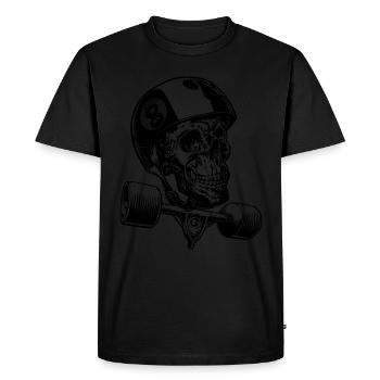 Skull Longboard Rider - positive print - Men's Premium Organic T-Shirt - black - Front - Nico (187cm)