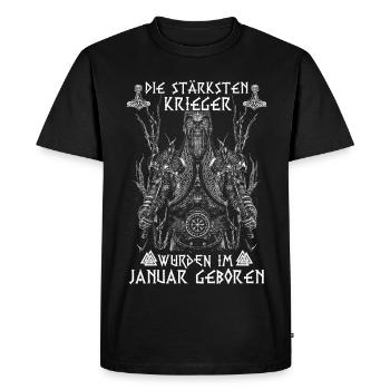 WIKINGER KRIEGER IM JANUAR GEBOREN - Männer Premium Bio T-Shirt - Schwarz - Vorne - Nico (187cm)