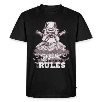 Bulldog My Money My Rules – Mein Geld Meine Regeln - T-shirt Premium bio Homme - noir - Devant - Nico (187cm)