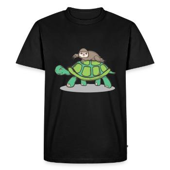 T-shirt de course paresseux - T-shirt Premium bio Homme - noir - Devant - Nico (187cm)