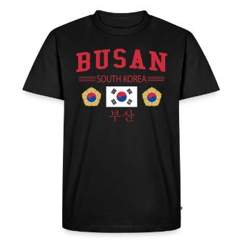 Busan - T-shirt Premium bio Homme - noir - Devant - Nico (187cm)