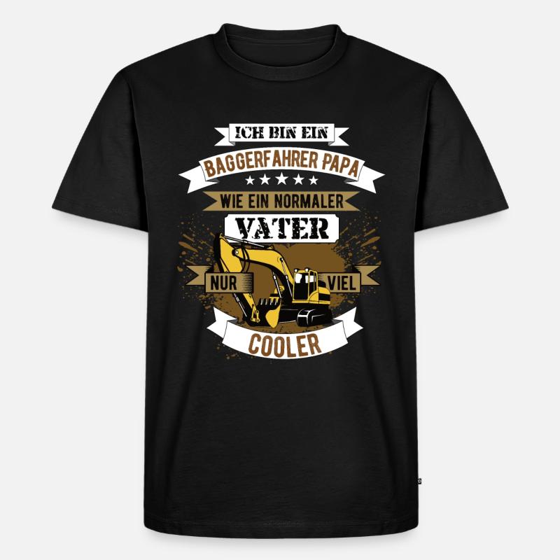Baggerfahrer Papa Bagger Bauarbeiter Geschenk - Männer Premium Bio T-Shirt - Schwarz