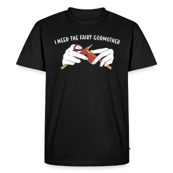 J’ai besoin de la fée marraine tricotant - T-shirt Premium bio Homme - noir - Devant - Nico (187cm)