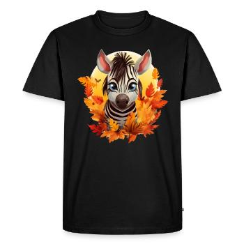 Zebra in Autumn: Foliage & Sunset - Men's Premium Organic T-Shirt - black - Front - Nico (187cm)