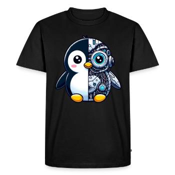Mignon pingouin cyborg robot - T-shirt Premium bio Homme - noir - Devant - Nico (187cm)