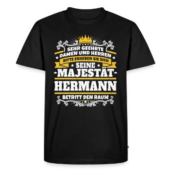 Sa Majesté Hermann - T-shirt Premium bio Homme - noir - Devant - Nico (187cm)