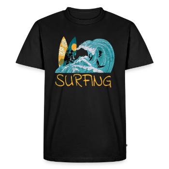 Surfing surfing - Men's Premium Organic T-Shirt - black - Front - Nico (187cm)