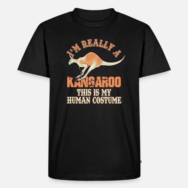 Kangaroo - Männer Premium Bio T-Shirt - Schwarz