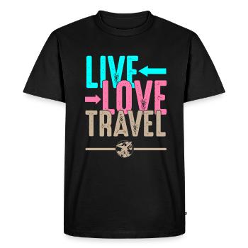 Live travel travel travel wanderlust - T-shirt Premium bio Homme - noir - Devant - Nico (187cm)