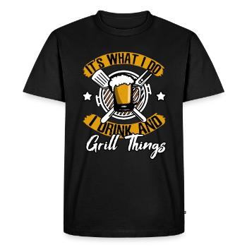 BBQ Grill Grillmeister - Drink And Grill Things - Men's Premium Organic T-Shirt - black - Front - Nico (187cm)