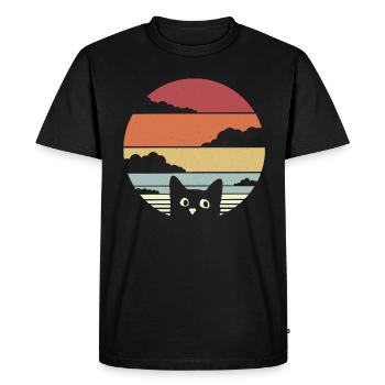 Katze Retro Vintage Jahrgang - Männer Premium Bio T-Shirt - Schwarz - Vorne - Nico (187cm)