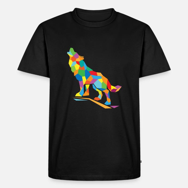 Wolf Polygon - Männer Premium Bio T-Shirt - Schwarz