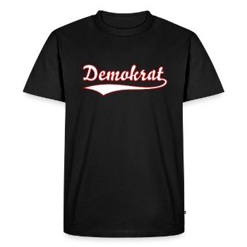 Demokrat Schriftzug für Demo für Demokratie - Männer Premium Bio T-Shirt - Schwarz - Vorne - Nico (187cm)