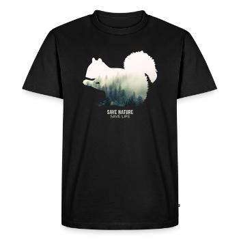 Squirrel in the forest environment climate protection - Men's Premium Organic T-Shirt - black - Front - Nico (187cm)