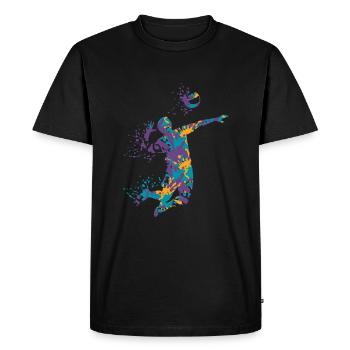 Volley-ball splash - T-shirt Premium bio Homme - noir - Devant - Nico (187cm)