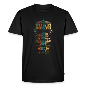 Tram driver saying - Men's Premium Organic T-Shirt - black - Front - Nico (187cm)