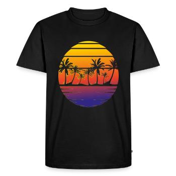 Palmiers de plage d'été - T-shirt Premium bio Homme - noir - Devant - Nico (187cm)