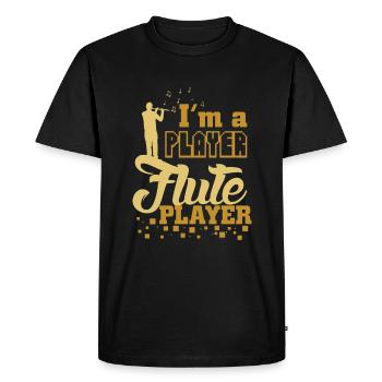 Flûte traversière disant - T-shirt Premium bio Homme - noir - Devant - Nico (187cm)