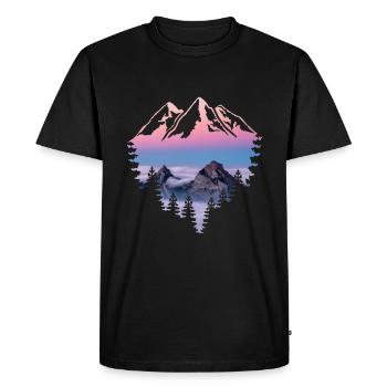 Mountain Sunset - Men's Premium Organic T-Shirt - black - Front - Nico (187cm)