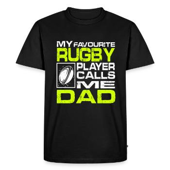 Rugby Papa - T-shirt Premium bio Homme - noir - Devant - Nico (187cm)