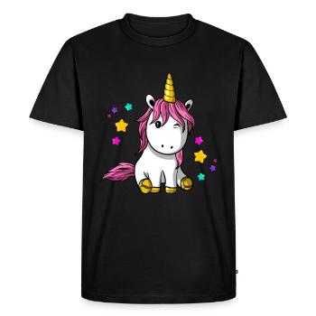 Licorne avec des étoiles - T-shirt Premium bio Homme - noir - Devant - Nico (187cm)
