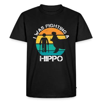 I Qu’est-ce que Fighting A Hippo Jambe cassée Plps - T-shirt Premium bio Homme - noir - Devant - Nico (187cm)