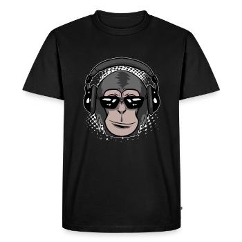 Singe avec écouteurs DJ Musique Monkey - T-shirt Premium bio Homme - noir - Devant - Nico (187cm)