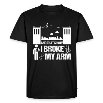 Corde raide bras cassé bras cassure cadeau enfants - T-shirt Premium bio Homme - noir - Devant - Nico (187cm)
