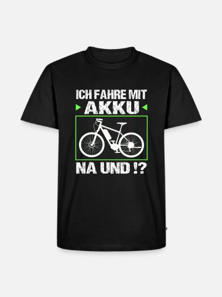 Ich fahre mit Akku - Männer Premium Bio T-Shirt - Schwarz