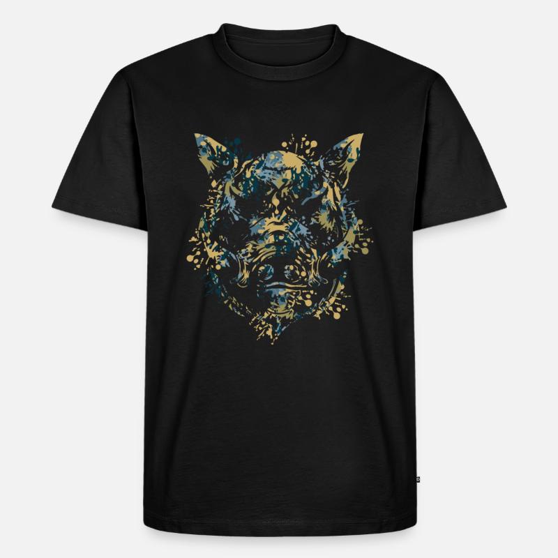 Wildschweinkopf - Männer Premium Bio T-Shirt - Schwarz
