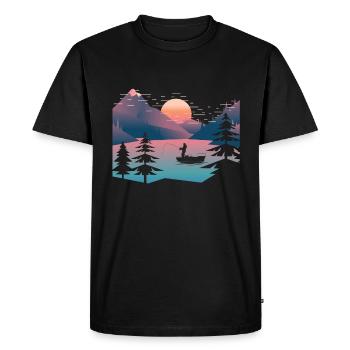 Retro pêche mer - T-shirt Premium bio Homme - noir - Devant - Nico (187cm)