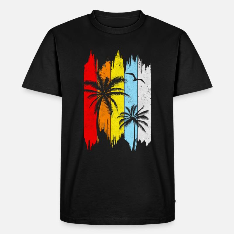 Sommer Retro - Männer Premium Bio T-Shirt - Schwarz