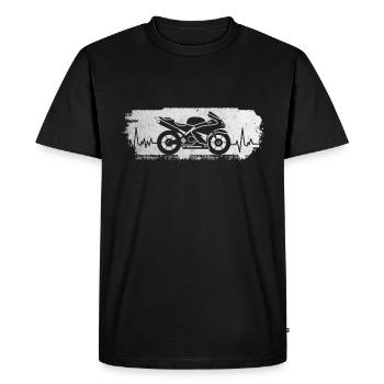 Motorcycle heartbeat, motorcycle pulse - Men's Premium Organic T-Shirt - black - Front - Nico (187cm)