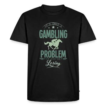 Courses de chevaux Gambling - T-shirt Premium bio Homme - noir - Devant - Nico (187cm)