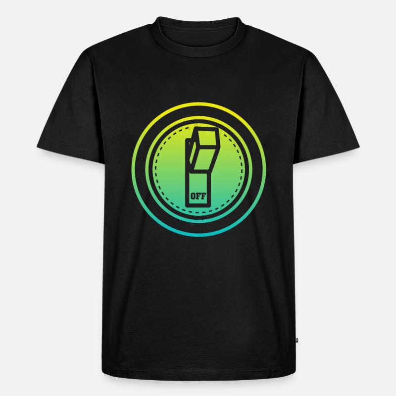 off button - Männer Premium Bio T-Shirt - Schwarz