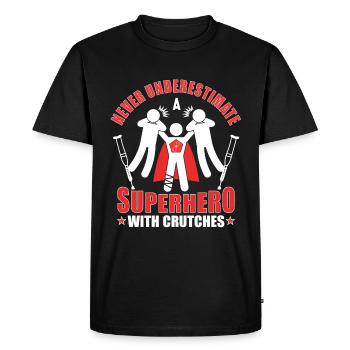 Crutches superhero foot fracture leg broken gift - Men's Premium Organic T-Shirt - black - Front - Nico (187cm)