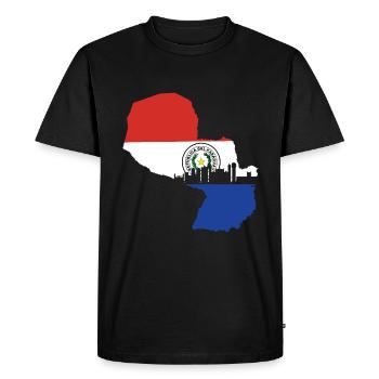 Paraguay Flag - Men's Premium Organic T-Shirt - black - Front - Nico (187cm)