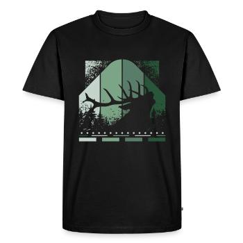 Retro deer - Men's Premium Organic T-Shirt - black - Front - Nico (187cm)