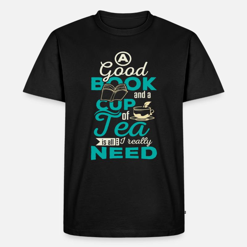 Books and Tea - Männer Premium Bio T-Shirt - Schwarz