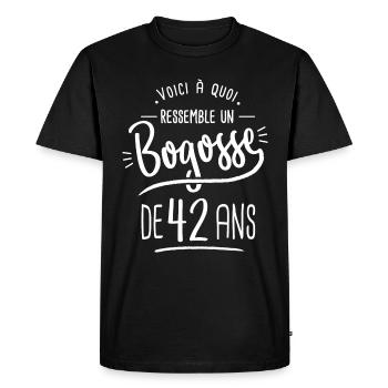bogosse 42 ans cadeau humour anniversaire 42 ans - T-shirt Premium bio Homme - noir - Devant - Nico (187cm)
