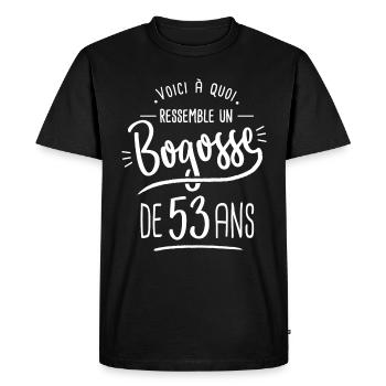 bogosse 53 ans cadeau humour anniversaire 53 ans - T-shirt Premium bio Homme - noir - Devant - Nico (187cm)