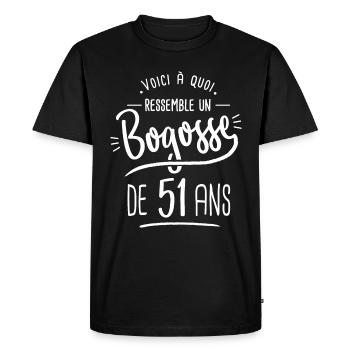 bogosse 51 ans cadeau humour anniversaire 51 ans - T-shirt Premium bio Homme - noir - Devant - Nico (187cm)