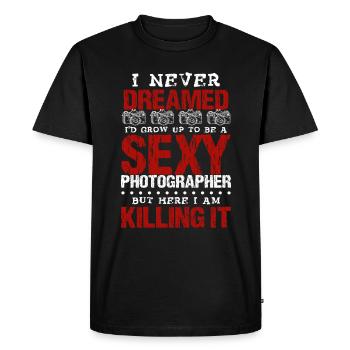 Photographe sexy - T-shirt Premium bio Homme - noir - Devant - Nico (187cm)