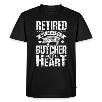 Retired Butcher - Men's Premium Organic T-Shirt - black - Front - Nico (187cm)