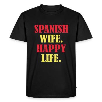 Femme espagnole vie heureuse - T-shirt Premium bio Homme - noir - Devant - Nico (187cm)
