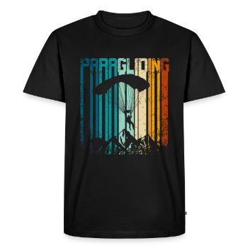 Retro Vintage Paragliding - Men's Premium Organic T-Shirt - black - Front - Nico (187cm)